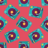 DJ music flat icon eps10 seamless pattern background N3
