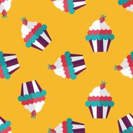 cupcake flat icon eps10 seamless pattern background N6