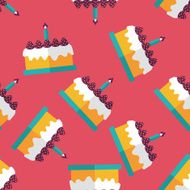 birthday cake flat icon eps10 seamless pattern background N3