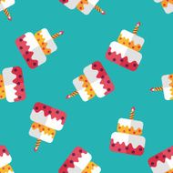 birthday cake flat icon eps10 seamless pattern background N4