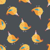 bird with birthday hat flat icon eps10 seamless pattern background N3