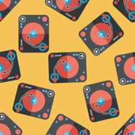 DJ music flat icon eps10 seamless pattern background N5