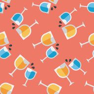 Martini glass cheers flat icon eps10 seamless pattern background N2