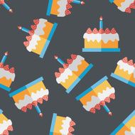 birthday cake flat icon eps10 seamless pattern background N5