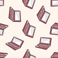 Computer-related equipment laptop cartoon seamless pattern background