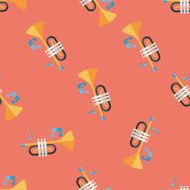 trumpet or horn flat icon eps10 seamless pattern background N2