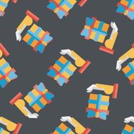 Gift flat icon eps10 seamless pattern background N7