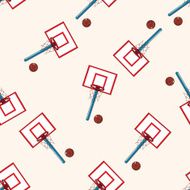 school basketball court cartoon seamless pattern background