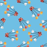 heart flower flat icon eps10 seamless pattern background N3