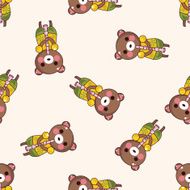 animal bear playing instrument cartoon seamless pattern background N5