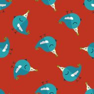 bird with birthday hat flat icon eps10 seamless pattern background N4