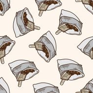 bag of coffee bean cartoon seamless pattern background N2