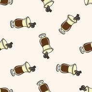 iced drink cartoon seamless pattern background