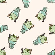 iced drink cartoon seamless pattern background N2