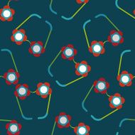 flower glasses flat icon eps10 seamless pattern background N4