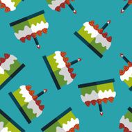 birthday cake flat icon eps10 seamless pattern background N7