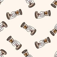 coffee machine cartoon seamless pattern background N5
