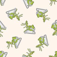 animal grasshopper playing instrument cartoon seamless pattern background