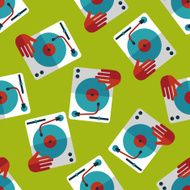 DJ music flat icon eps10 seamless pattern background N8