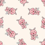 animal rabbit playing instrument cartoon seamless pattern background N7