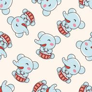 animal ephant playing instrument cartoon seamless pattern background N4
