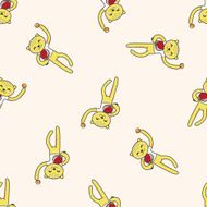 Animal cat doing sports cartoon seamless pattern background N2