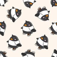 Animal penguin doing sports cartoon seamless pattern background N2