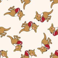 Animal kangaroo doing sports cartoon seamless pattern background