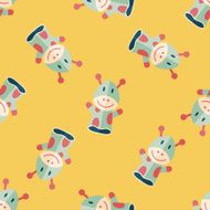 Giraffe hand puppet flat icon eps10 seamless pattern background