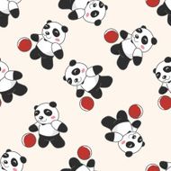 Animal panda doing sports cartoon seamless pattern background N2