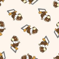 Animal horse doing sports cartoon seamless pattern background