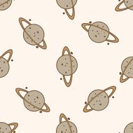 Space planet cartoon seamless pattern background N8