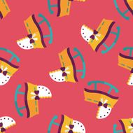 baby cradle bed flat icon eps10 seamless pattern background N7