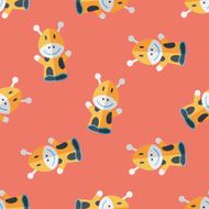 Giraffe hand puppet flat icon eps10 seamless pattern background N3