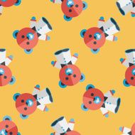 bear hand puppet flat icon eps10 seamless pattern background N2