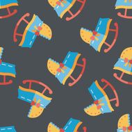 baby cradle bed flat icon eps10 seamless pattern background N8