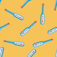 medical thermometer flat icon seamless pattern background N3