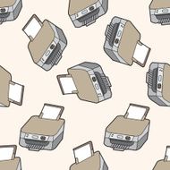 Computer-related equipment printer cartoon seamless pattern background N3