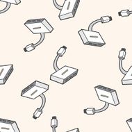 Computer-related equipment usb cartoon seamless pattern background N2