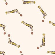 baketball exercise cartoon seamless pattern background