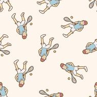 tennis exercise cartoon seamless pattern background