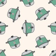 kitchenware rice cooker cartoon seamless pattern background N4