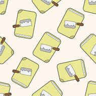 kitchenware chopping board and knife cartoon seamless pattern background N3