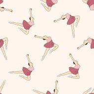 dancer cartoon seamless pattern background N20