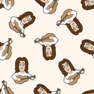singer cartoon seamless pattern background