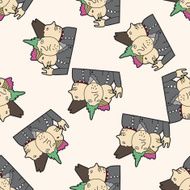 rocker cartoon seamless pattern background