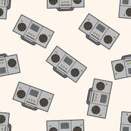 rock music sound recorder cartoon seamless pattern background