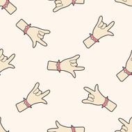 rock music hand gesture cartoon seamless pattern background