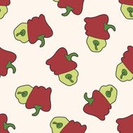 vegetable theme green pepper cartoon seamless pattern background