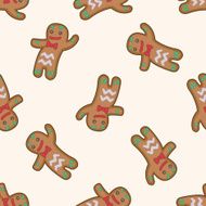 Gingerbread Man cartoon seamless pattern background